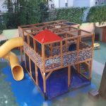 Grid structure wooden outdoor playground eyuipment
